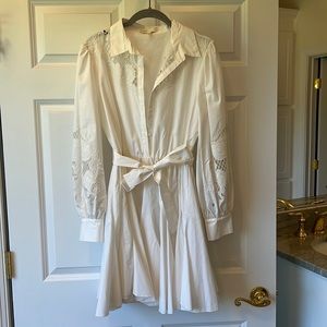 Maje White Button Up Dress